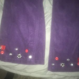 Purple corduroy like pant with little cute design
